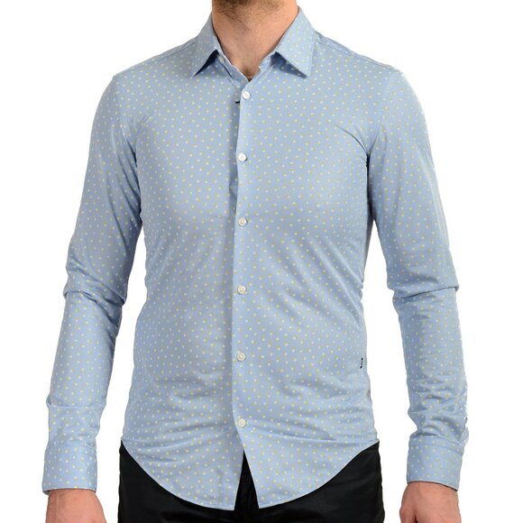 Hugo Boss Men's "Roan_F" Blue Slim Fit Long Sleeve Casual Shirt US S IT 48 - Picture 1 of 9